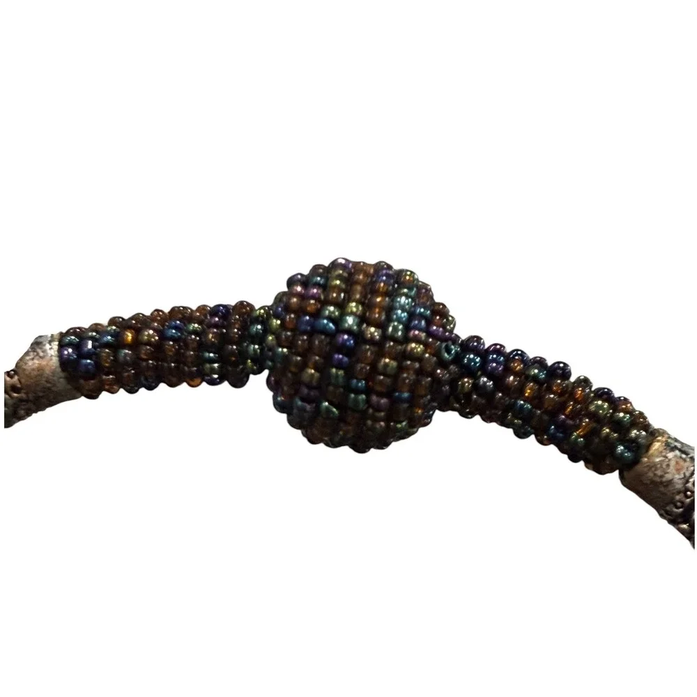 Mary Frances Beaded Feather Fur Evening Clutch Handbag Blue Brown Jeweled Purse